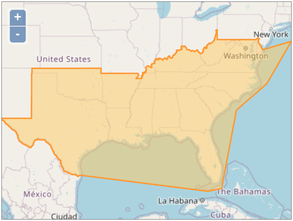 US South OSM Dataset Boundaries