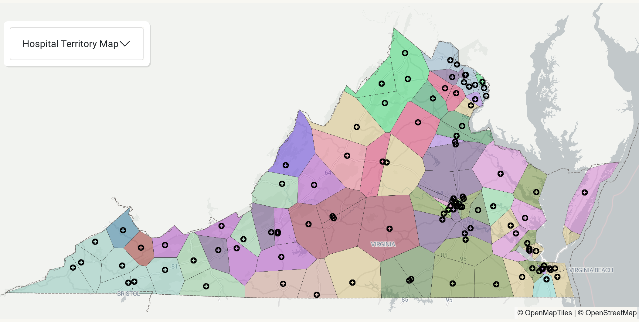 Virginia Hospital Territory Map